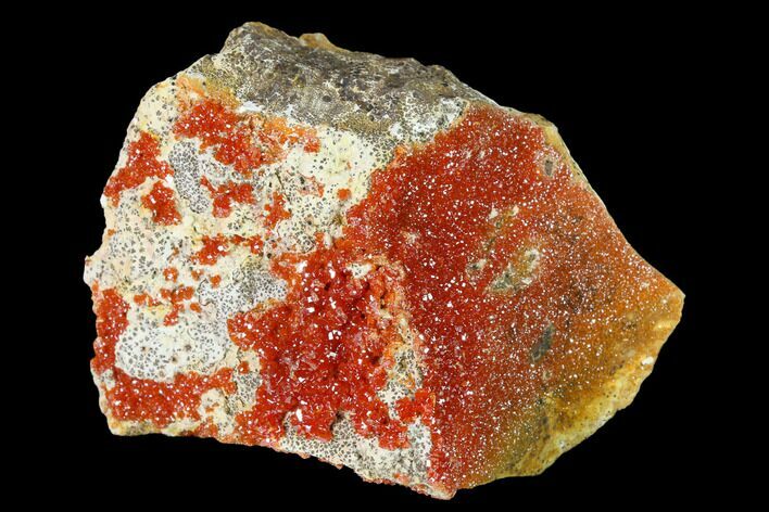 Red & Orange Vanadinite Crystals on Dolomite - Morocco #155412